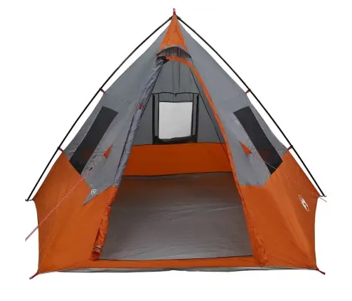 Telts Pelēks Un Oranžs Un Melns 383 X 338 X 217 Cm Poliesters Vidaxl