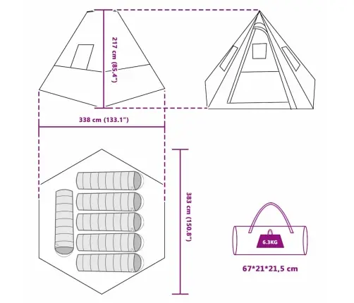 Telts Pelēks Un Oranžs Un Melns 383 X 338 X 217 Cm Poliesters Vidaxl