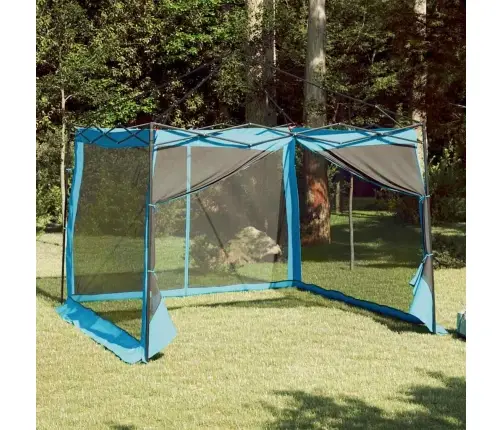 Telts Ar Jumtu Cits Ar Gaisa Ventilāciju Regulējams Zils Un Melns 303 X 303 Cm Vidaxl