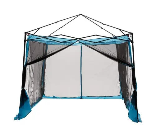 Telts Ar Jumtu Cits Ar Gaisa Ventilāciju Regulējams Zils Un Melns 303 X 303 Cm Vidaxl