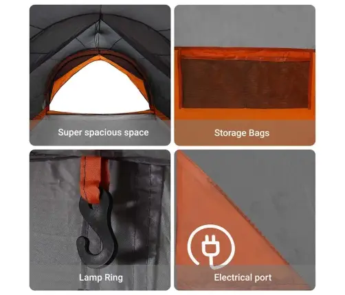 Tunelinė Palapinė Pilka Ir Oranžinė 410 X 285 X 198 Cm Tafta