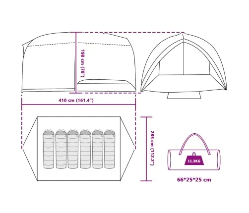 Tunelinė Palapinė Pilka Ir Oranžinė 410 X 285 X 198 Cm Tafta