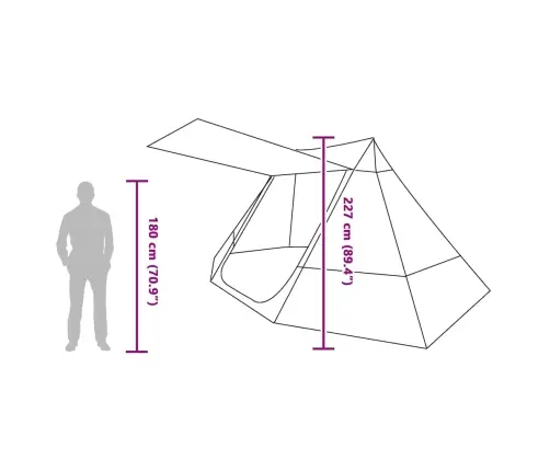 Kempingo Palapinė Su Stogu Žalia 482 X 360 X 227 Cm Tafta