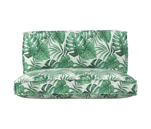 2 Daļu Paletes Spilvenu Komplekts Ar Lapu Rakstu No Oksfordas Auduma Vidaxl