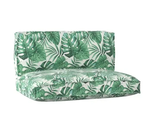 2 Daļu Paletes Spilvenu Komplekts Ar Lapu Rakstu No Oksfordas Auduma Vidaxl