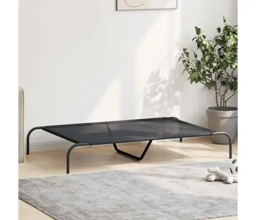 Paaugstināta Suņu Gulta Melna 130X80X20 Cm Tekstilēns Tērauds Vidaxl