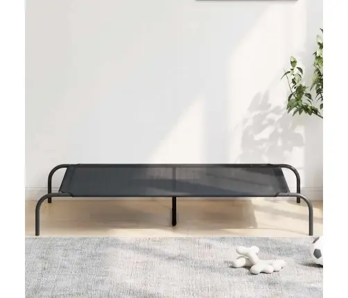Paaugstināta Suņu Gulta Melna 130X80X20 Cm Tekstilēns Tērauds Vidaxl