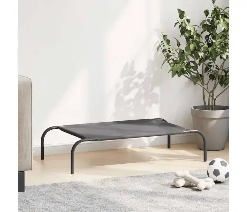 Paaugstināta Suņu Gulta Pelēka 90X50X20 Cm Tekstilēns Tērauds Vidaxl