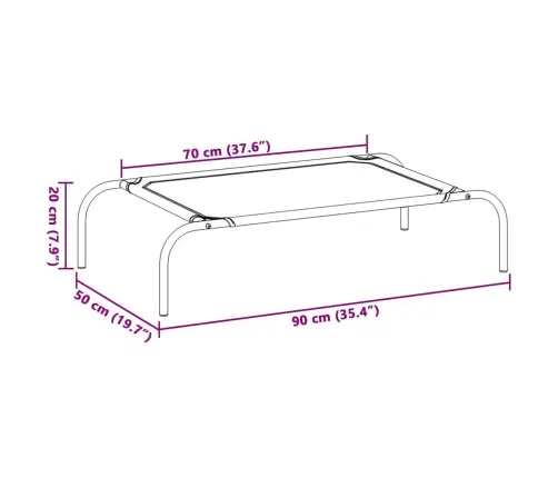Paaugstināta Suņu Gulta Pelēka 90X50X20 Cm Tekstilēns Tērauds Vidaxl