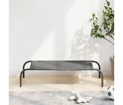Paaugstināta Suņu Gulta Pelēka 90X50X20 Cm Tekstilēns Tērauds Vidaxl