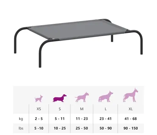 Paaukštinta Šunų Lova, Pilka 90X50X20 Cm Oksfordo Audinys