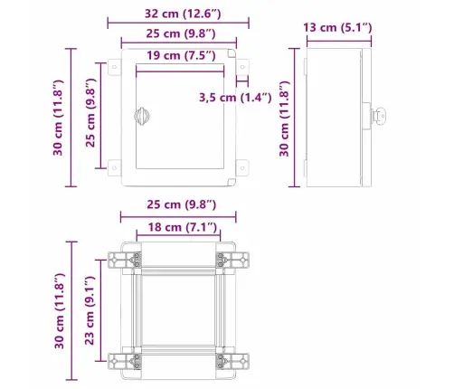 Kontroles Skapītis Ip65 Ūdensnecaurlaidīgs Pelēks 25X13X30 Cm Abs Plastmasas Vidaxl