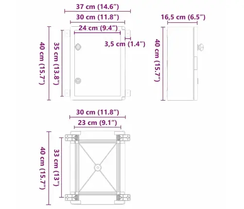 Control Cabinet Pilka 30 X 16,5 X 40 Cm Abs Plastikas
