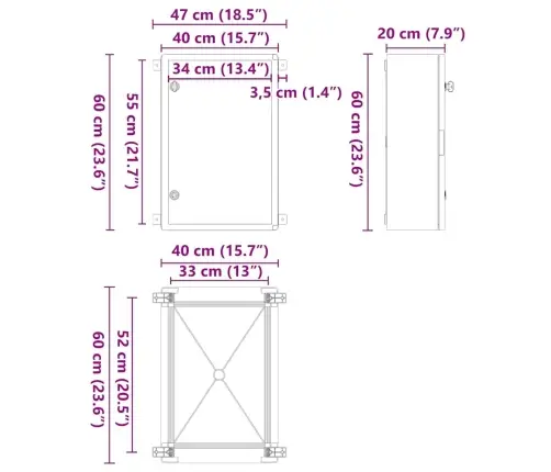Vadības Skapis Ip65 Ūdensizturīgs Pelēks 40X20X60 Cm Abs Plastmasa Vidaxl