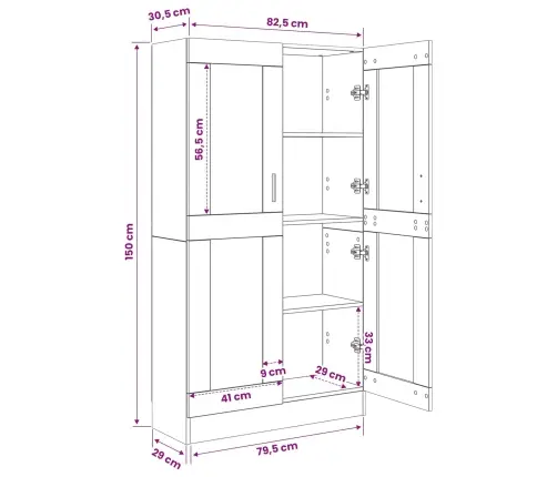 Melna Ozola Grāmatu Skapji - Komplekts 2, 165 X 30.5 X 150 Cm, Izgatavoti No Inženierijas Koka Vidaxl