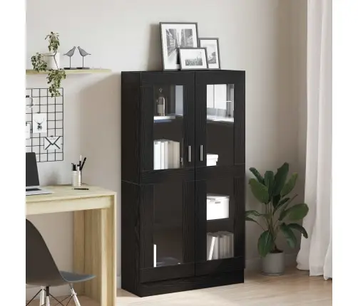 Grāmatu Skapjis Melnā Ozola Krāsā 82,5X30,5X150 Cm Inženierijas Koks Vidaxl