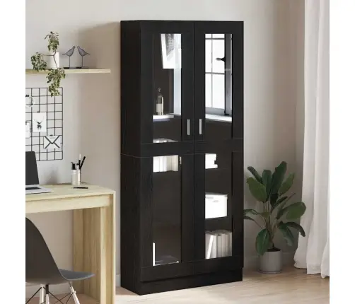 Knygų Spinta Juoda Ąžuolo 82,5 X 30,5 X 185 Cm Apdirbta Mediena