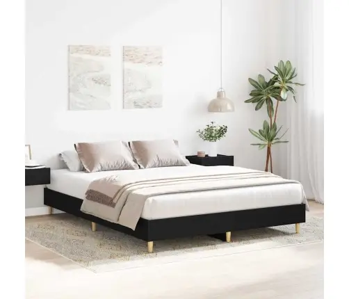 Gultas Rāmis Melns Ozols 140X200 Cm Inženierēta Koka Vidaxl