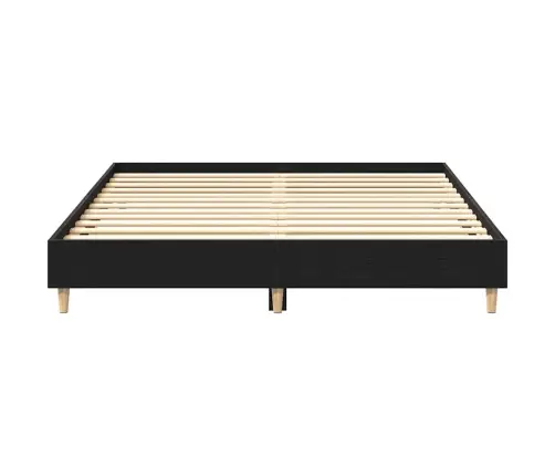 Gultas Rāmis Melns Ozols 140X200 Cm Inženierēta Koka Vidaxl