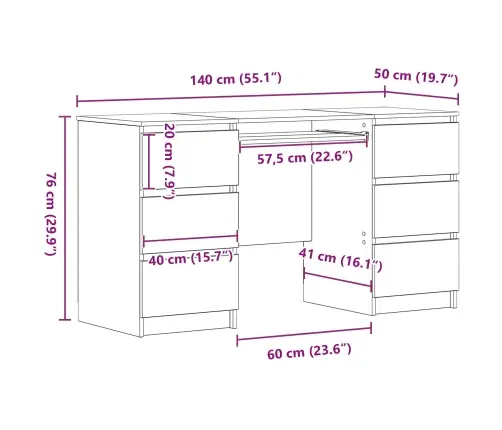Galdi 2 Gabali Melna Ozola 140X50X76 Cm Inženierijas Koks Vidaxl