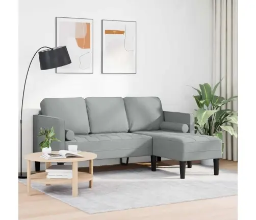 3-Sēdvietu Stūra Dīvāns Gaiši Pelēks, 160 Cm, Audums Vidaxl