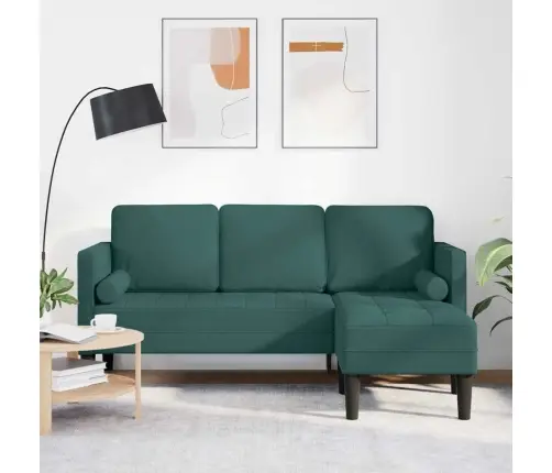 3 Sēdvietu Dīvāns L Veida Tumši Zaļā Krāsā, 160 Cm Audums Vidaxl