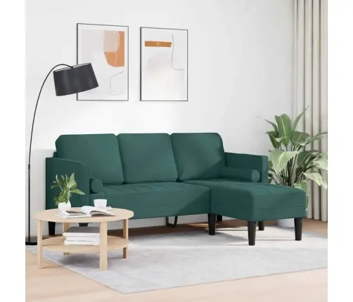 3 Sēdvietu Dīvāns L Veida Tumši Zaļā Krāsā, 160 Cm Audums Vidaxl