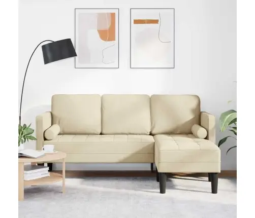 3-Vietīgs L Formas Dīvāns Krēmkrāsā 160 Cm No Auduma Vidaxl