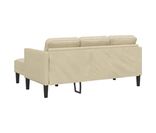 3-Vietīgs L Formas Dīvāns Krēmkrāsā 160 Cm No Auduma Vidaxl