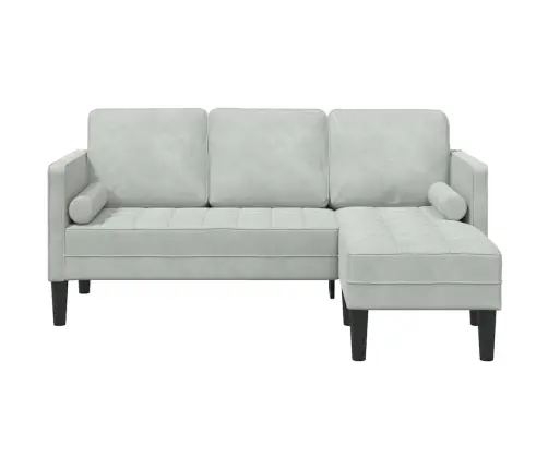 3-Vietīgs Dīvāns Ar Čašu L Veidīgs Gaiši Pelēks 160 Cm Samts Vidaxl