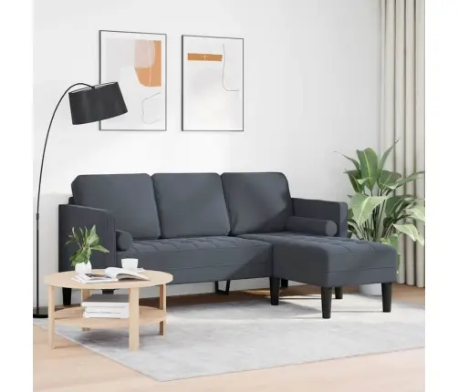 3-Vietīgs Dīvāns Ar Chaise L Formas Tumši Pelēks 160 Cm Samtā Vidaxl