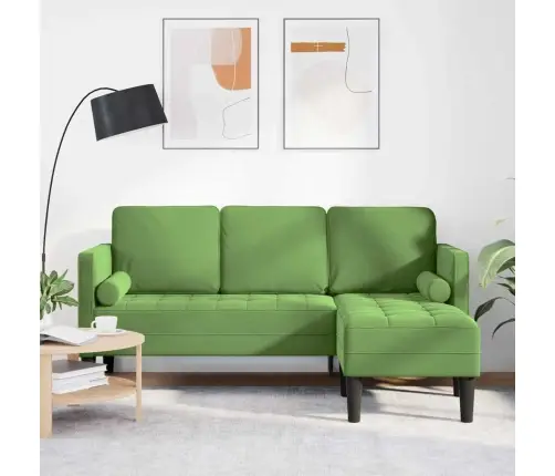 3-Vietīgs Dīvāns Ar Šaizi L Formas Gaiši Zaļš 160 Cm Samts Vidaxl