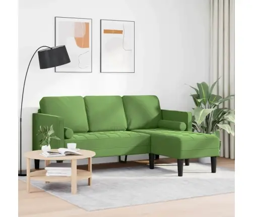 3-Vietīgs Dīvāns Ar Šaizi L Formas Gaiši Zaļš 160 Cm Samts Vidaxl