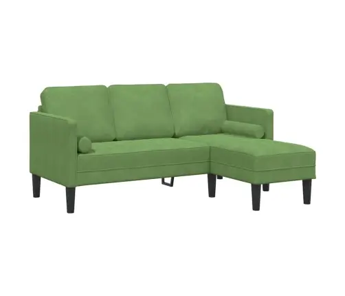 3-Vietīgs Dīvāns Ar Šaizi L Formas Gaiši Zaļš 160 Cm Samts Vidaxl