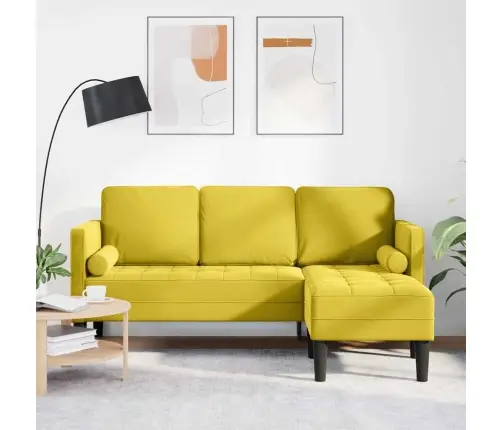 L-Veida Dīvāns Dzeltens 173X131X67 Cm Samts Vidaxl