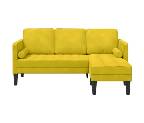 L-Veida Dīvāns Dzeltens 173X131X67 Cm Samts Vidaxl