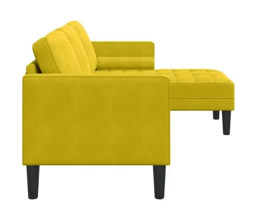 L-Veida Dīvāns Dzeltens 173X131X67 Cm Samts Vidaxl