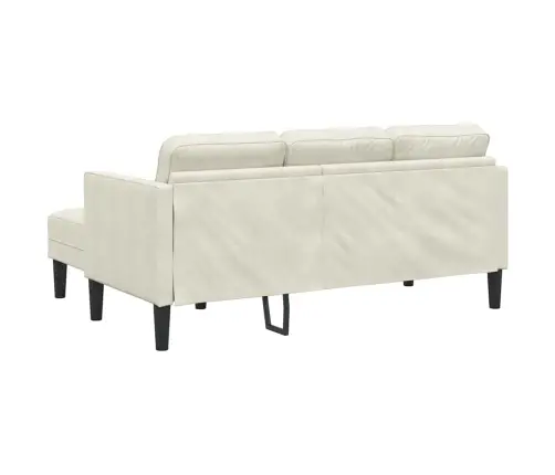 L Veida Dīvāns Krēmkrāsas 173X131X67 Cm No Samta Vidaxl