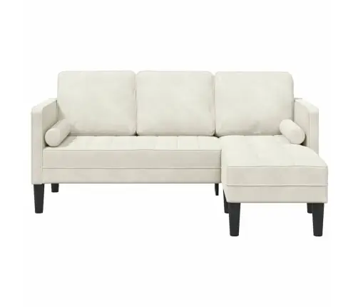 L Veida Dīvāns Krēmkrāsas 173X131X67 Cm No Samta Vidaxl