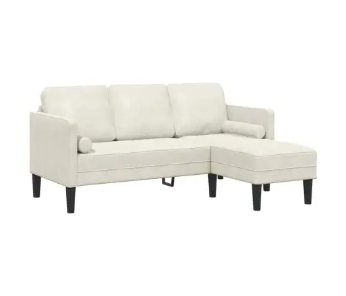 L Veida Dīvāns Krēmkrāsas 173X131X67 Cm No Samta Vidaxl