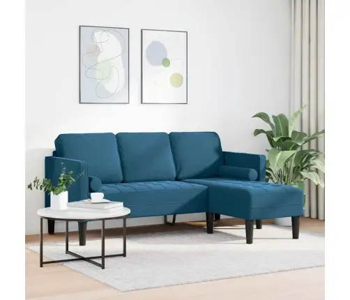 Diivanikomplekt Padjaga Sinine 173 X 131 X 67 Cm Polüester