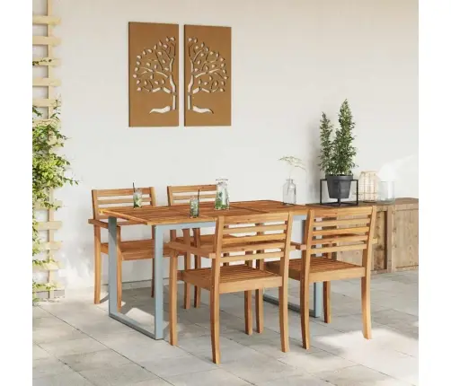 Āra Ēdamgaldu Pelēks 140X80X75 Cm Tērauds Un Masīvkoks Akācija Vidaxl