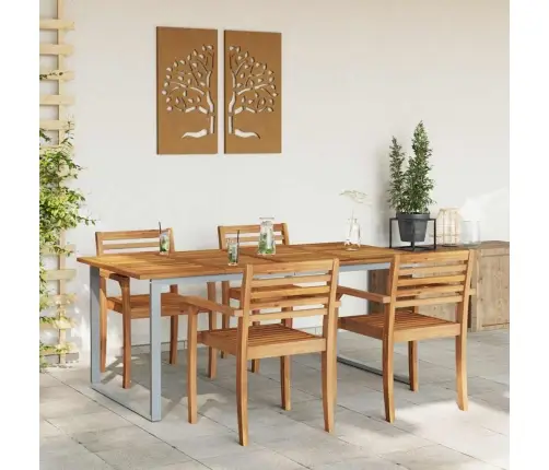Āra Ēdamgalda Pelēks 180X90X75 Cm Tērauds Un Masīvs Akācija Vidaxl