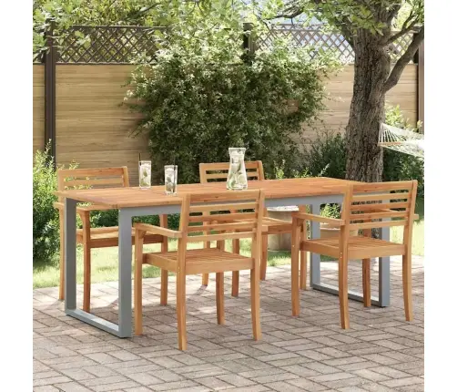 Āra Ēdamgalda Pelēks 200X90X75 Cm Tērauds Un Cietās Koksnes Akācija Vidaxl