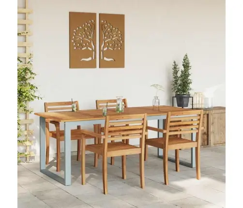 Āra Ēdamgalda Pelēks 200X90X75 Cm Tērauds Un Cietās Koksnes Akācija Vidaxl