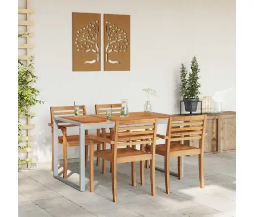 Āra Ēdamgalds Pelēks 140X80X75 Cm Tērauds Un Solidā Koksne Akācija Vidaxl