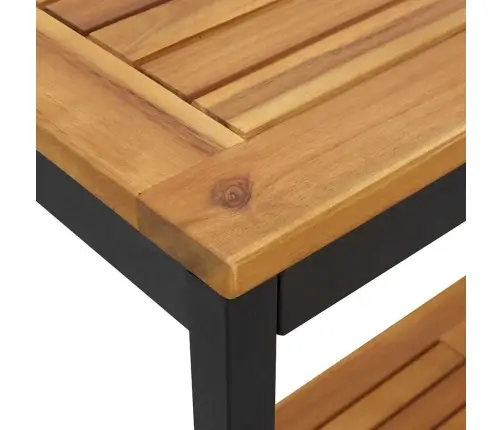 Āra Galds Dabisks Un Melns 35X80X75 Cm Ciets Koks Un Tērauds Vidaxl