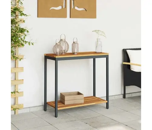 Āra Galds Dabisks Un Melns 35X80X75 Cm Ciets Koks Un Tērauds Vidaxl