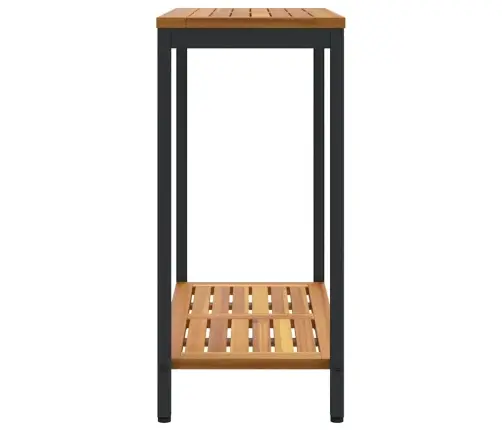 Āra Galds Dabisks Un Melns 35X80X75 Cm Ciets Koks Un Tērauds Vidaxl