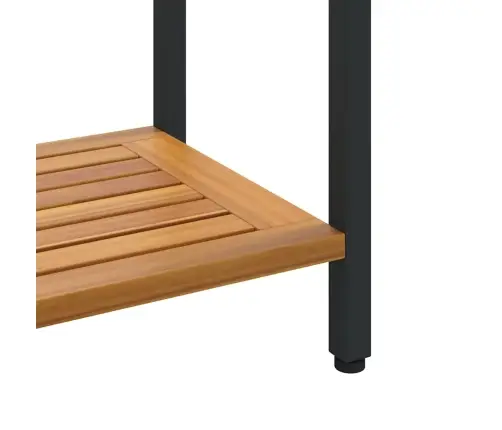 Āra Galds Dabisks & Melns 35X110X75 Cm Masīvkoks Un Tērauds Vidaxl